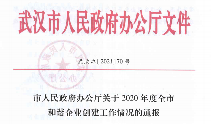 東信醫(yī)藥喜獲“2020年度武漢市模范和諧企業(yè)”榮譽(yù)稱號
